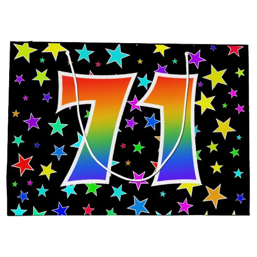 Kleurrijke sterren + regenboogpatroon "71" Event # Groot Cadeauzakje (Achterkant)