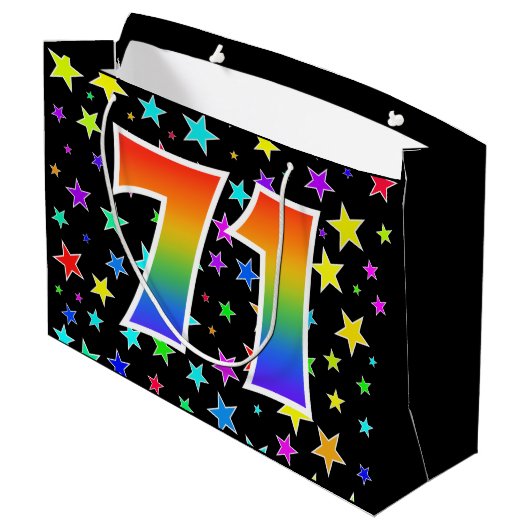 Kleurrijke sterren + regenboogpatroon "71" Event # Groot Cadeauzakje (Achterkant Gekanteld)