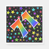 Kleurrijke sterren + regenboogpatroon "71" Event # Servet (Voorkant)