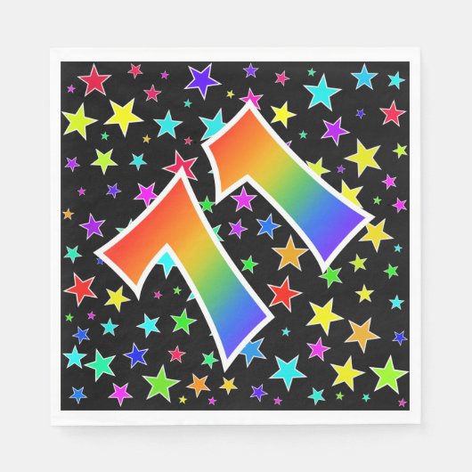 Kleurrijke sterren + regenboogpatroon "71" Event # Servet (Voorkant)