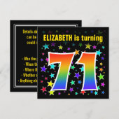 Kleurrijke sterren + regenboogpatroon "71" Verjaar Kaart (Voorkant / Achterkant)
