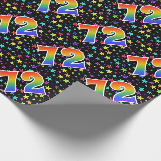 Kleurrijke sterren + regenboogpatroon "72" Event # Cadeaupapier (Hoek)