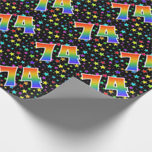 Kleurrijke sterren + regenboogpatroon "74" Event # Cadeaupapier