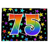 Kleurrijke sterren + regenboogpatroon "75" Event # Groot Cadeauzakje (Achterkant)