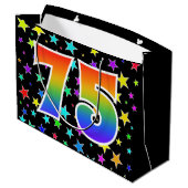 Kleurrijke sterren + regenboogpatroon "75" Event # Groot Cadeauzakje (Achterkant Gekanteld)