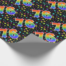 Kleurrijke sterren + regenboogpatroon "76" Event # Cadeaupapier