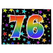 Kleurrijke sterren + regenboogpatroon "76" Event # Groot Cadeauzakje (Achterkant)