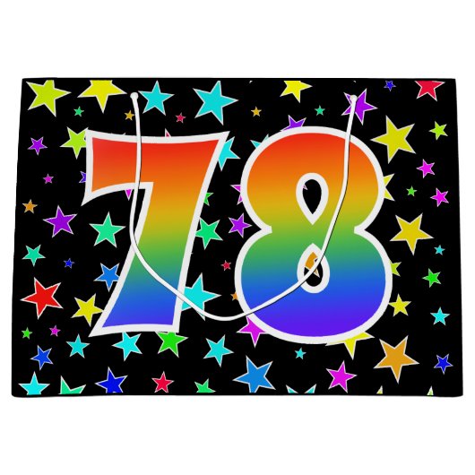 Kleurrijke sterren + regenboogpatroon "78" Event # Groot Cadeauzakje (Voorkant)
