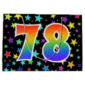 Kleurrijke sterren + regenboogpatroon "78" Event # Groot Cadeauzakje (Achterkant)