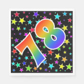 Kleurrijke sterren + regenboogpatroon "78" Event # Servet (Voorkant)