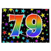 Kleurrijke sterren + regenboogpatroon "79" Event # Groot Cadeauzakje (Achterkant)