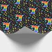Kleurrijke sterren + regenboogpatroon "7" Event # Cadeaupapier (Hoek)