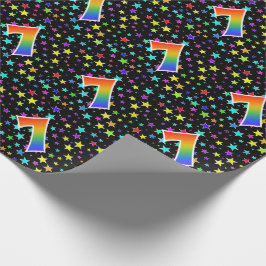 Kleurrijke sterren + regenboogpatroon "7" Event # Cadeaupapier