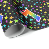 Kleurrijke sterren + regenboogpatroon "7" Event # Cadeaupapier (Rol Hoek)