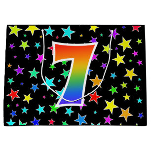 Kleurrijke sterren + regenboogpatroon "7" Event # Groot Cadeauzakje