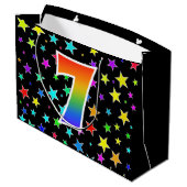 Kleurrijke sterren + regenboogpatroon "7" Event # Groot Cadeauzakje (Achterkant Gekanteld)