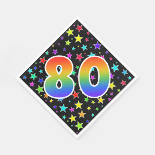 Kleurrijke sterren + regenboogpatroon "80" Event # Servet
