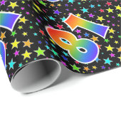 Kleurrijke sterren + regenboogpatroon "81" Event # Cadeaupapier (Rol Hoek)