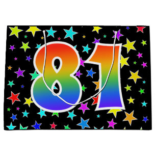 Kleurrijke sterren + regenboogpatroon "81" Event # Groot Cadeauzakje