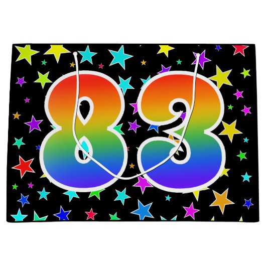 Kleurrijke sterren + regenboogpatroon "83" Event # Groot Cadeauzakje (Voorkant)