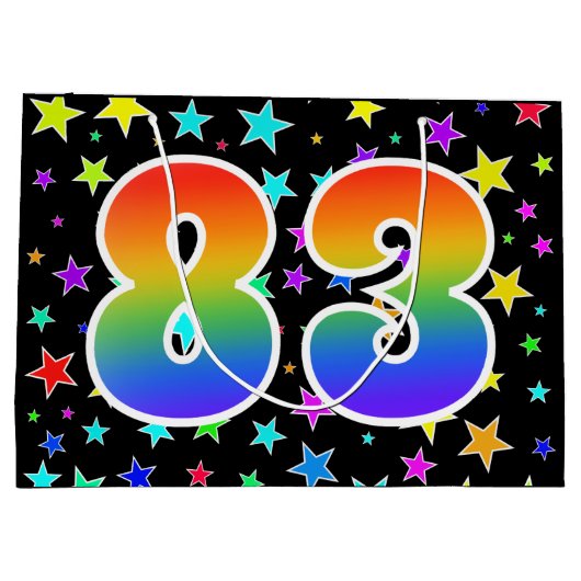 Kleurrijke sterren + regenboogpatroon "83" Event # Groot Cadeauzakje (Achterkant)