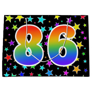 Kleurrijke sterren + regenboogpatroon "86" Event # Groot Cadeauzakje
