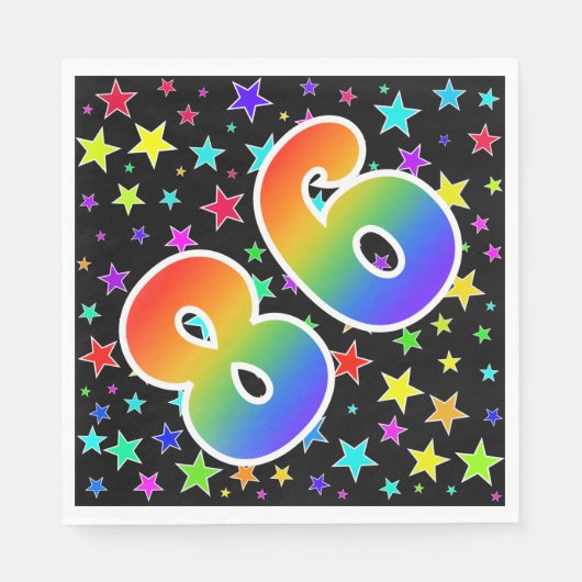 Kleurrijke sterren + regenboogpatroon "86" Event # Servet (Voorkant)