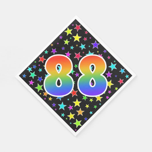 Kleurrijke sterren + regenboogpatroon "88" Event # Servet (Hoek)