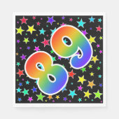 Kleurrijke sterren + regenboogpatroon "89" Event # Servet (Voorkant)