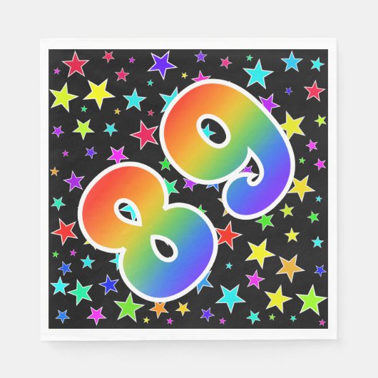 Kleurrijke sterren + regenboogpatroon "89" Event # Servet (Voorkant)