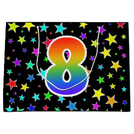 Kleurrijke sterren + regenboogpatroon "8" Event # Groot Cadeauzakje