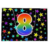 Kleurrijke sterren + regenboogpatroon "8" Event # Groot Cadeauzakje (Achterkant)