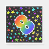 Kleurrijke sterren + regenboogpatroon "8" Event # Servet (Voorkant)