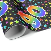 Kleurrijke sterren + regenboogpatroon "90" Event # Cadeaupapier (Rol Hoek)