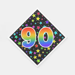 Kleurrijke sterren + regenboogpatroon "90" Event # Servet