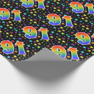 Kleurrijke sterren + regenboogpatroon "91" Event # Cadeaupapier