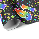 Kleurrijke sterren + regenboogpatroon "91" Event # Cadeaupapier (Rol Hoek)