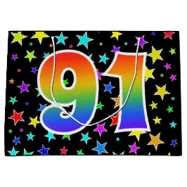 Kleurrijke sterren + regenboogpatroon "91" Event # Groot Cadeauzakje