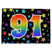 Kleurrijke sterren + regenboogpatroon "91" Event # Groot Cadeauzakje (Achterkant)
