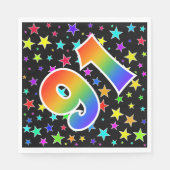 Kleurrijke sterren + regenboogpatroon "91" Event # Servet (Voorkant)