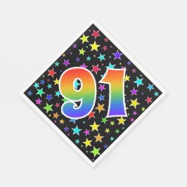 Kleurrijke sterren + regenboogpatroon "91" Event # Servet