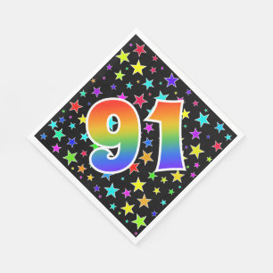 Kleurrijke sterren + regenboogpatroon "91" Event # Servet