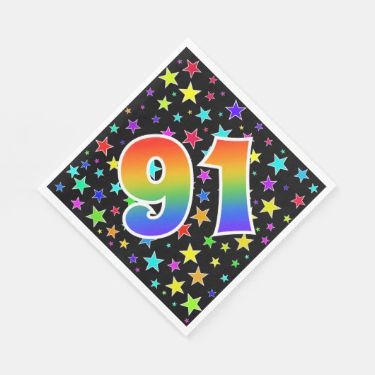 Kleurrijke sterren + regenboogpatroon "91" Event # Servet (Hoek)