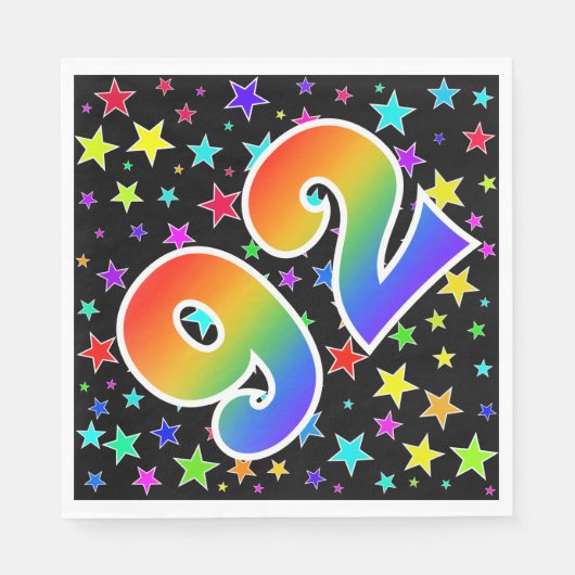 Kleurrijke sterren + regenboogpatroon "92" Event # Servet (Voorkant)