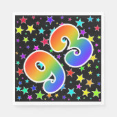 Kleurrijke sterren + regenboogpatroon "93" Event # Servet (Voorkant)