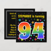 Kleurrijke sterren + regenboogpatroon "94" Birthda Kaart (Voorkant / Achterkant)