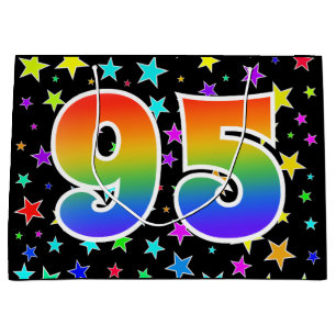 Kleurrijke sterren + regenboogpatroon "95" Event # Groot Cadeauzakje