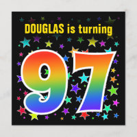Kleurrijke sterren + Regenboogpatroon "97" Verjaar