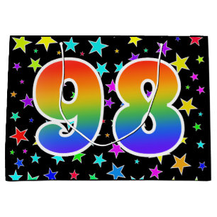 Kleurrijke sterren + regenboogpatroon "98" Event # Groot Cadeauzakje