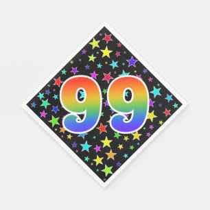 Kleurrijke sterren + regenboogpatroon "99" Event # Servet